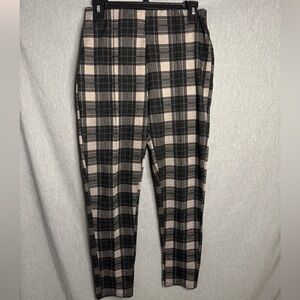 Maze Plaid Black & Cream Women’s Stetch Pants - Medium
